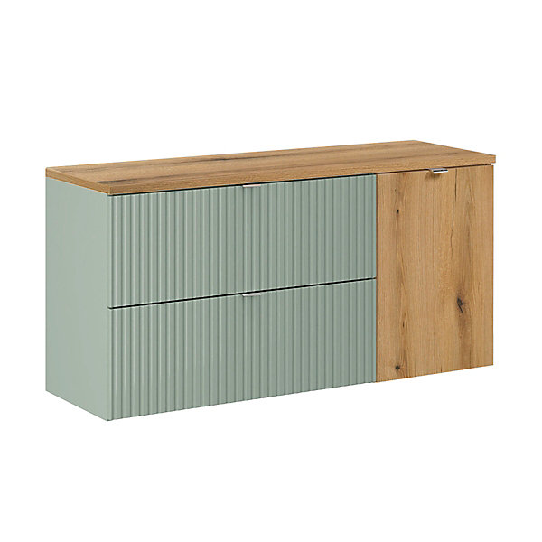 Meuble sous-vasque 120cm panier à linge Jade Vert et Bois