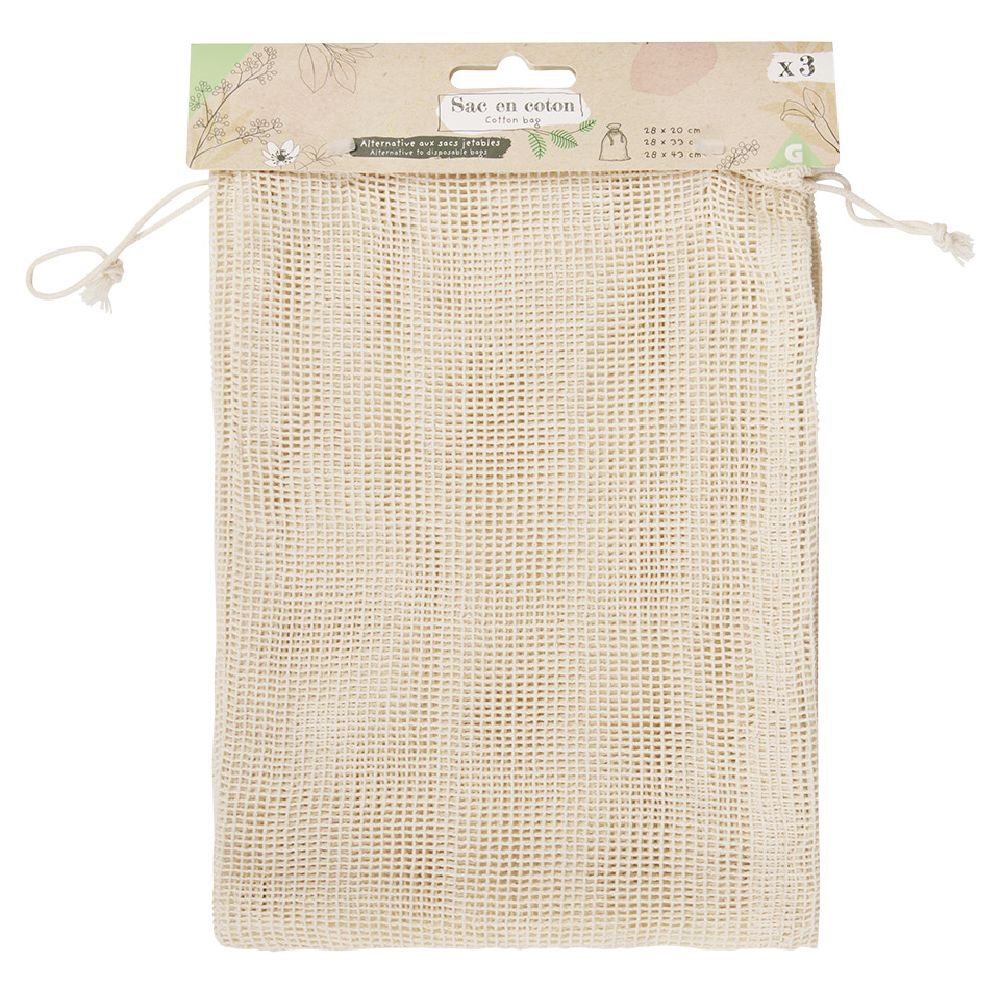 Sac en coton blanc x3