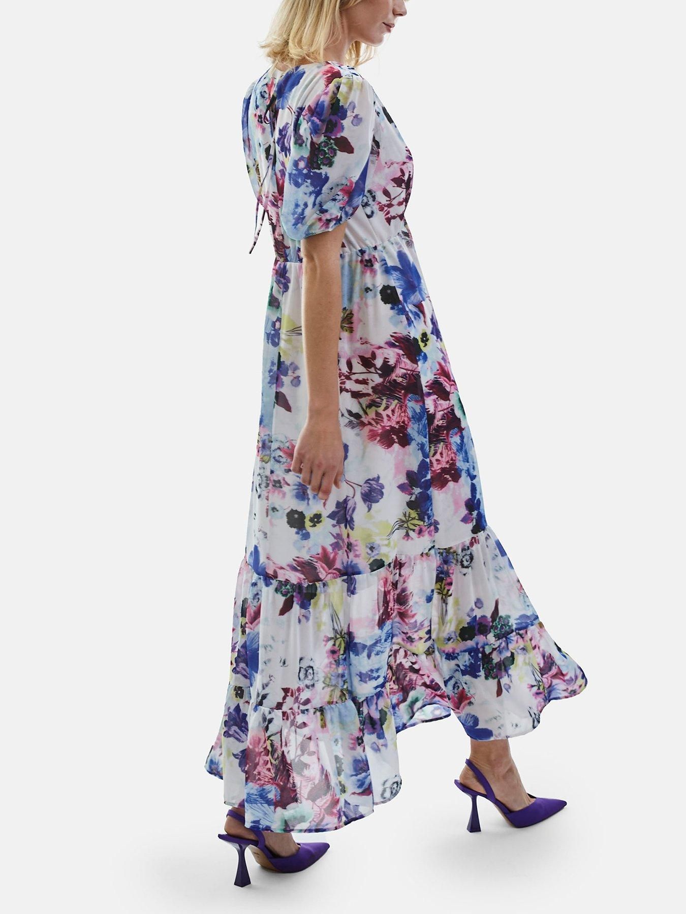 James Lakeland V-neck Floral Midi Dress Blue