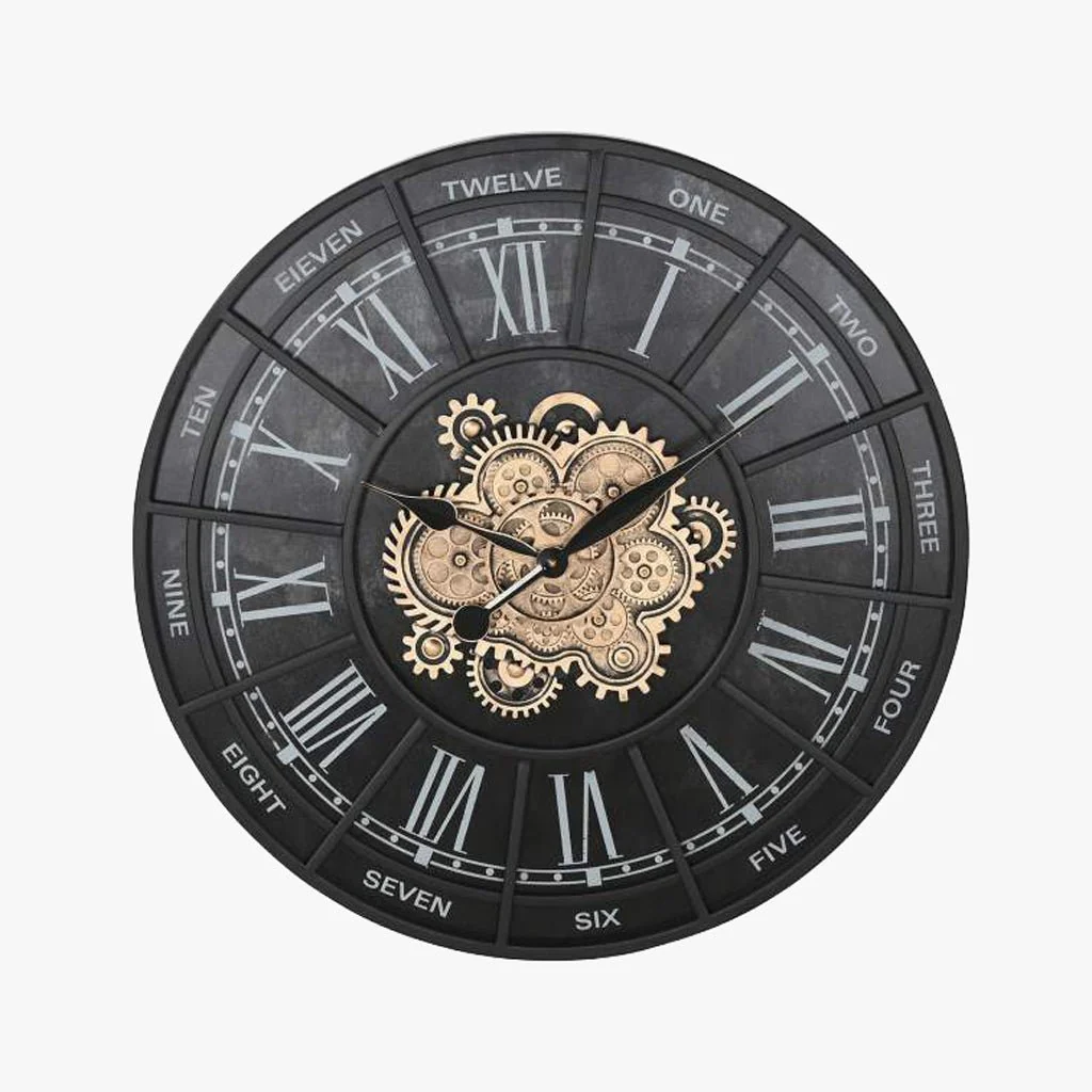 Relogio Preto Dourado 75x7x75