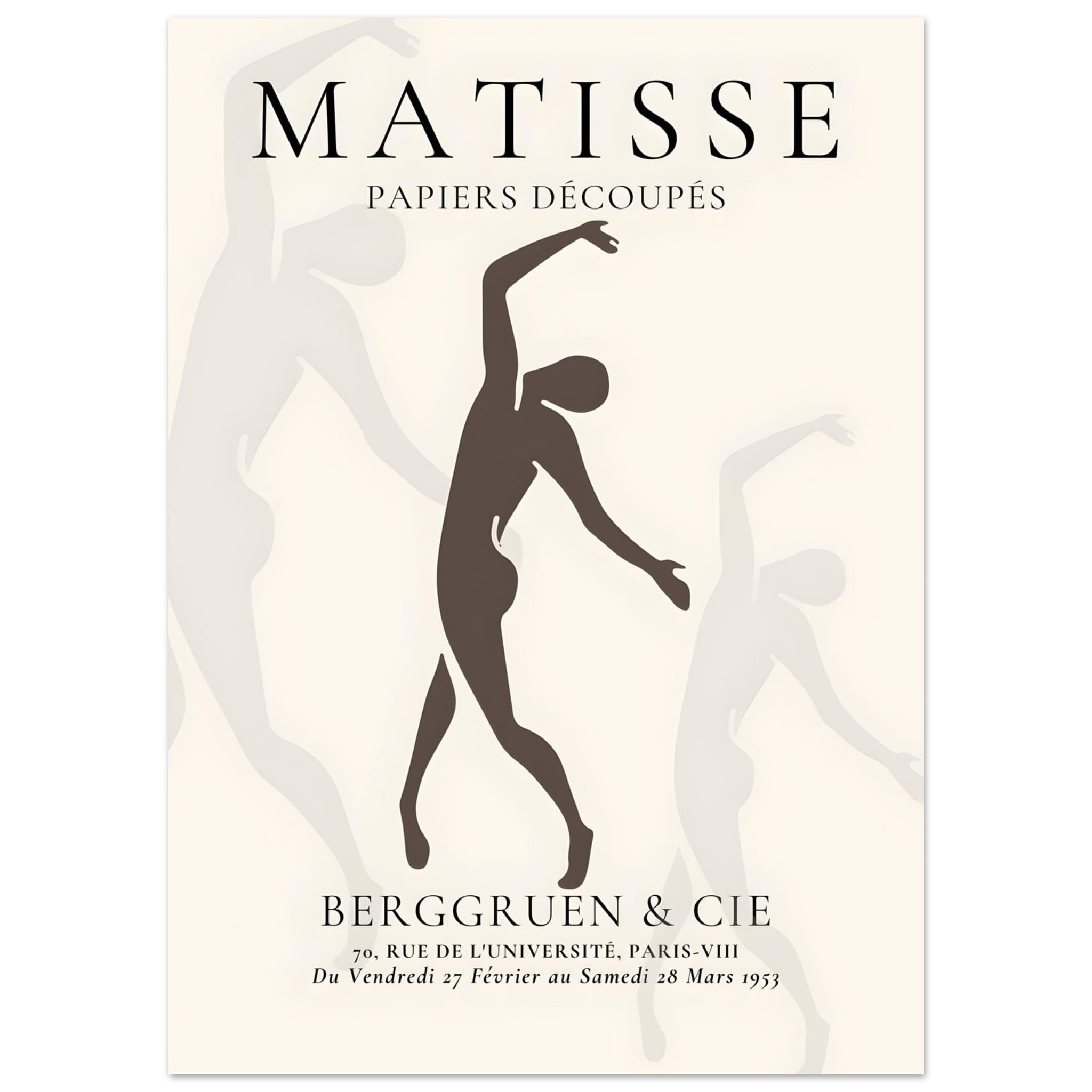 Artfulprints Poster Matisse – Dancing silhouettes  - 50x70 cm - Grijs