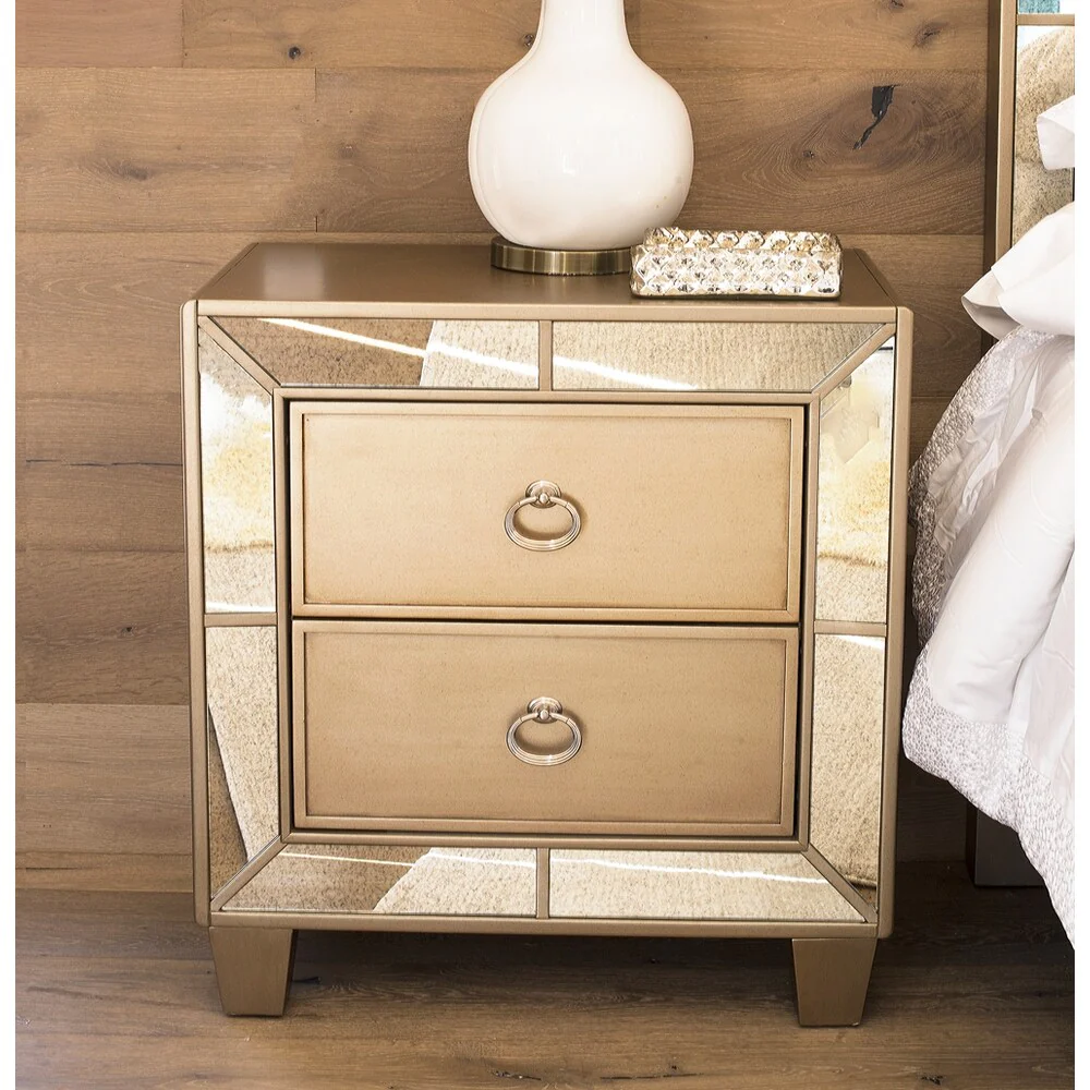 Abbyson Chateau Mirrored Tufted 8 Piece Bedroom Set