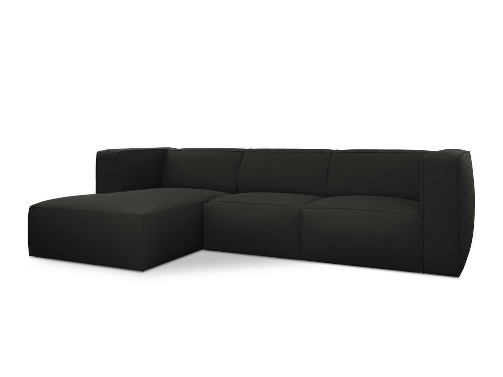 MUSE - Canapé d'angle 5 places en tissu structuré noir