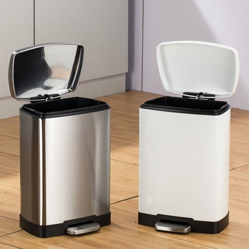 SOGA 4-Pack 12L Silver Stainless Steel Foot Pedal Trash Bin