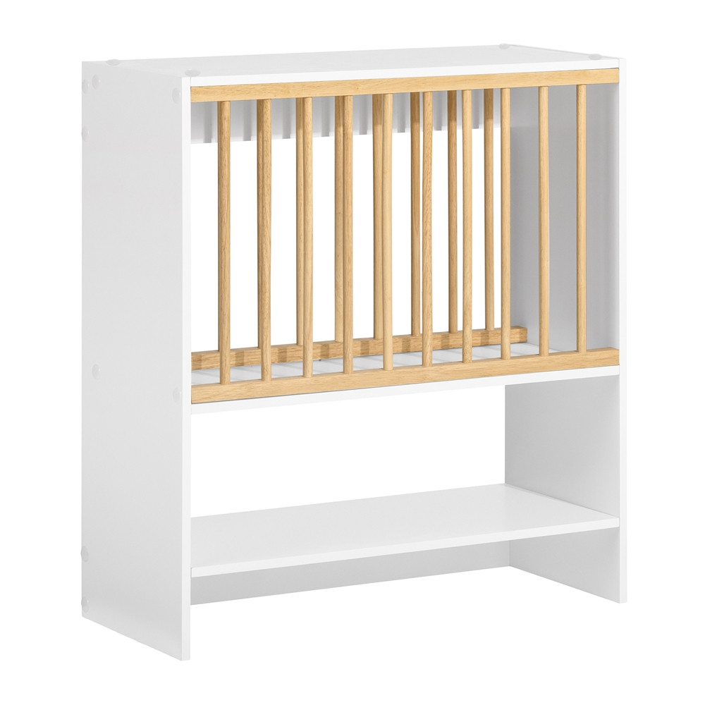SoBuy Stojak na talerze z 7 półkami Biały 64x24x71cm Funkcjonalny KCR09-W