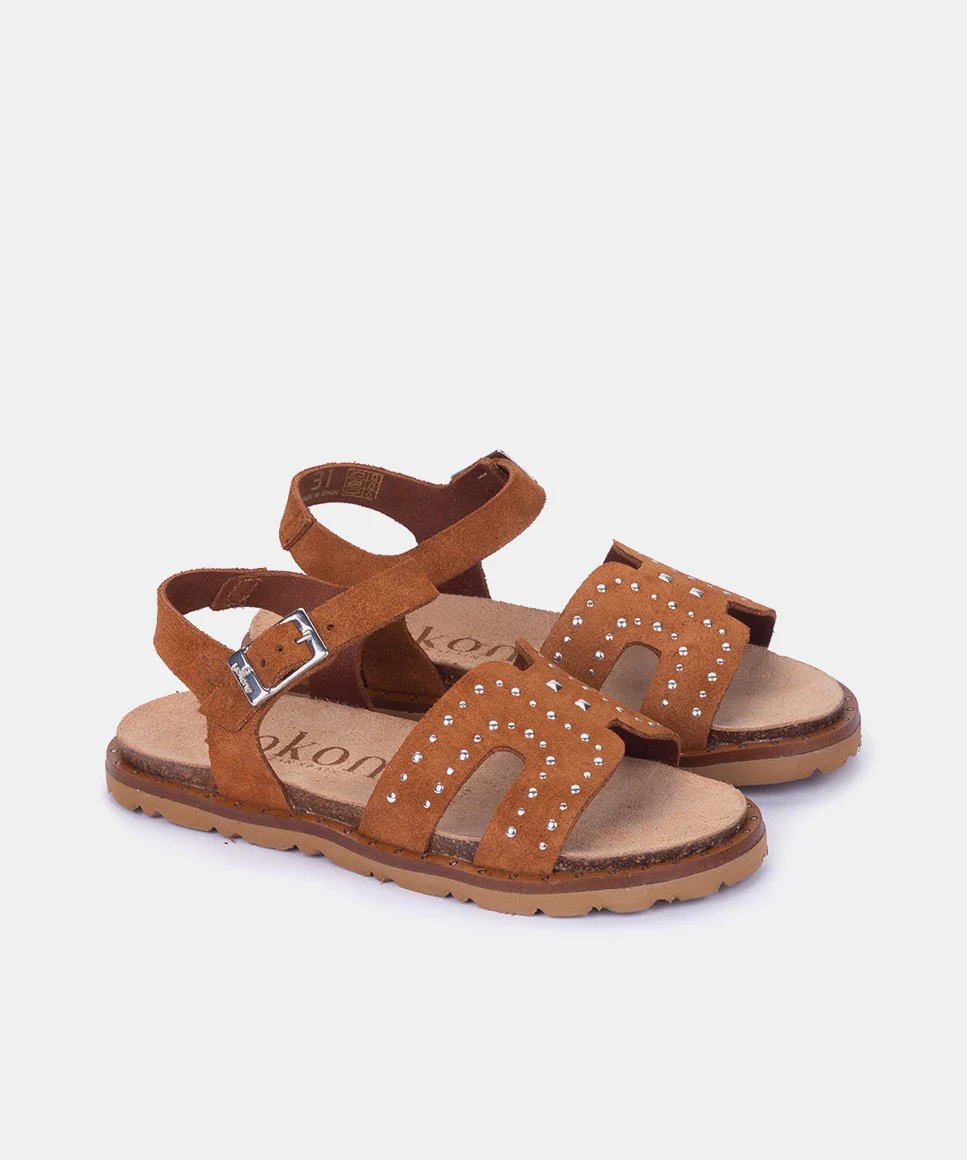 Sandalia plana LUSBO-228 marrón