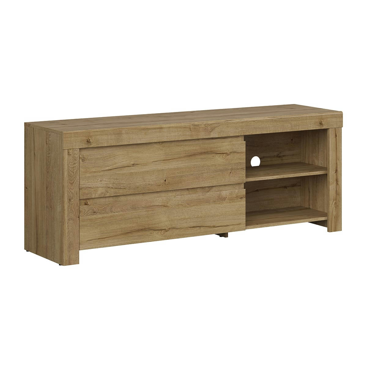 - Meuble TV 2 tiroirs 156 cm panneaux agglomérés naturel