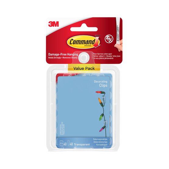 Command Clear Decorating Clips with Clear Strips 40 Pack