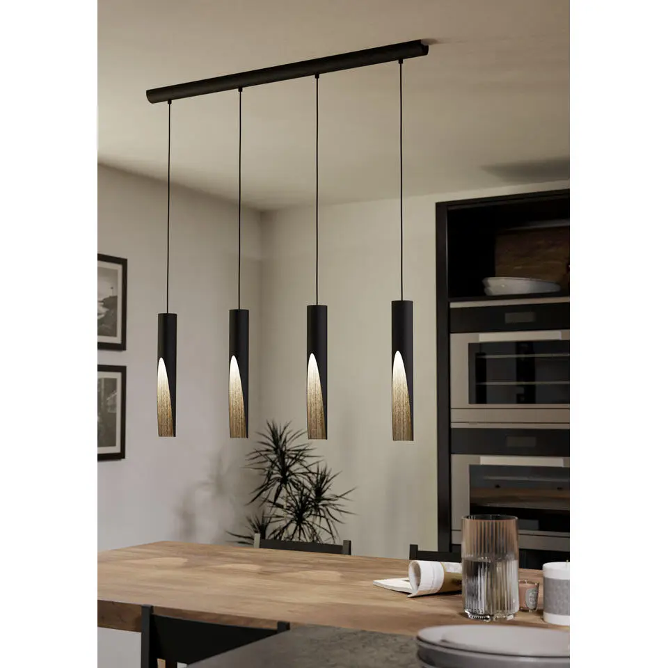 EGLO Barbotto Hanglamp - GU10 - 92,5 cm - Zwart/Bruin - Staal