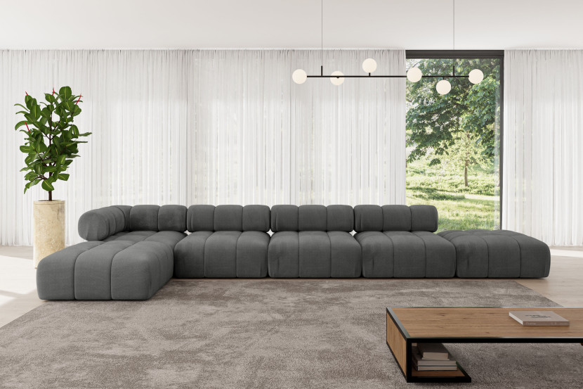 Narożnik lewostronny modułowy KERRU-L3 475x190x70 cm Grafitowy