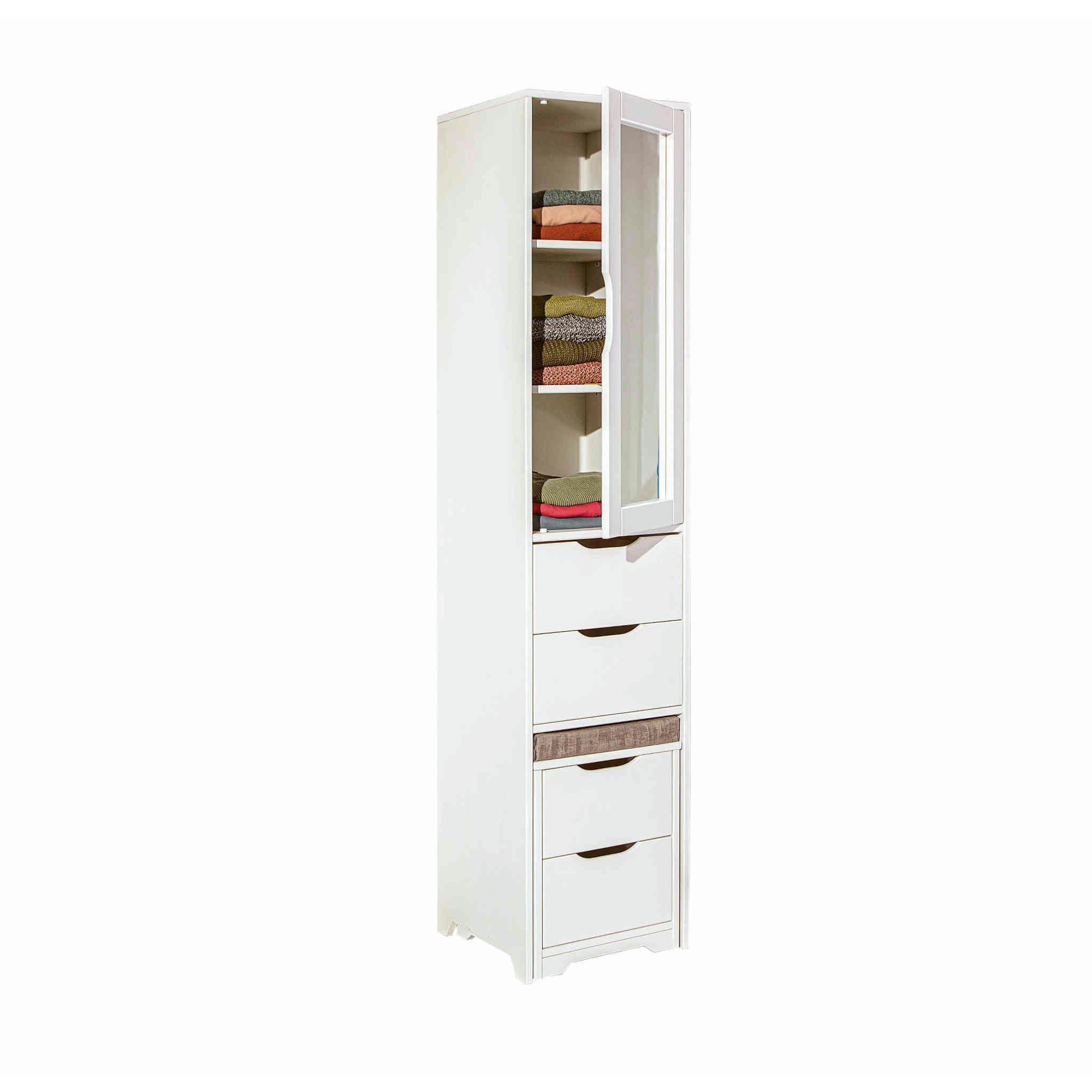 - Armoire 1 porte en pin massif blanc