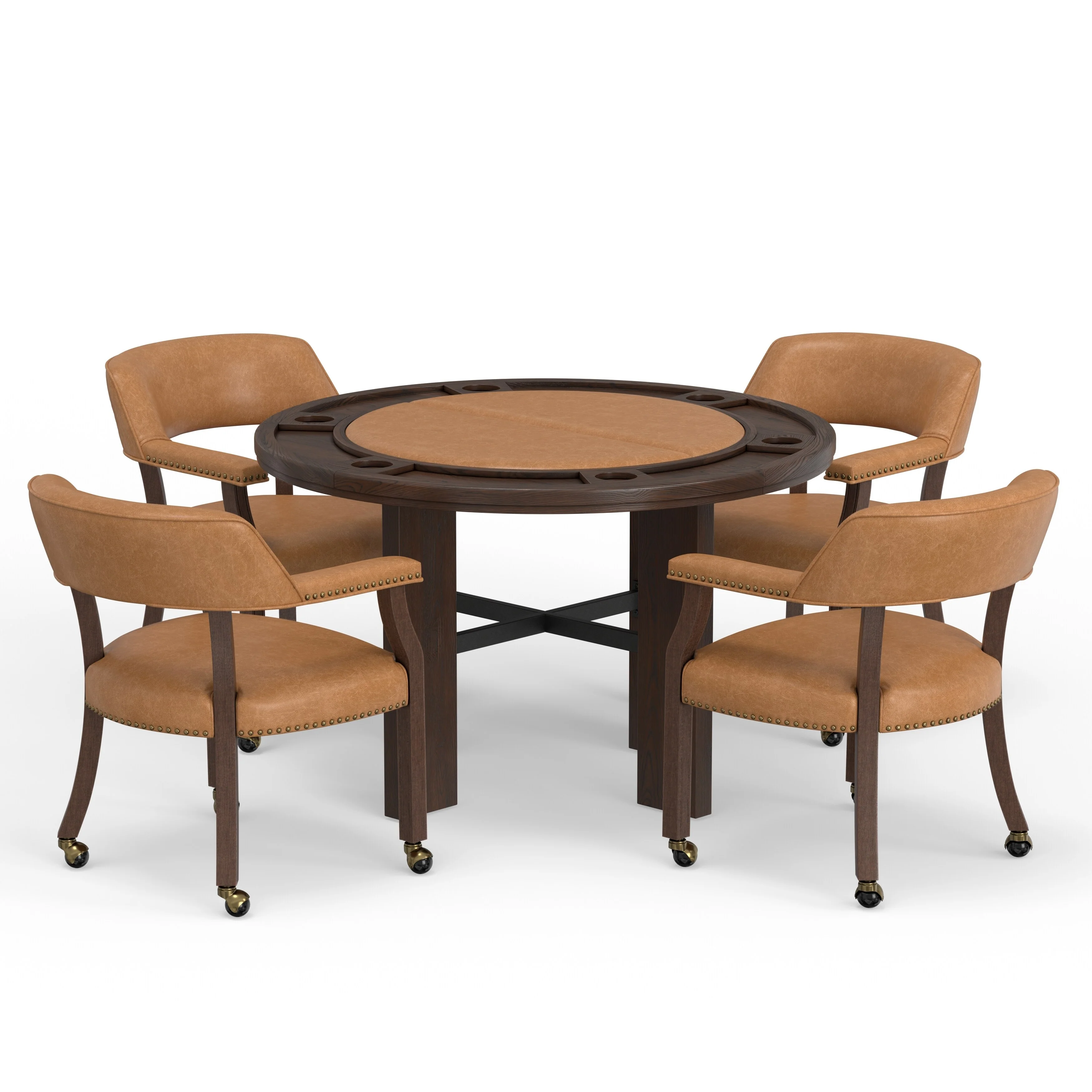 Holliday 48-inch Dining and Poker Game Set in Walnut Finish