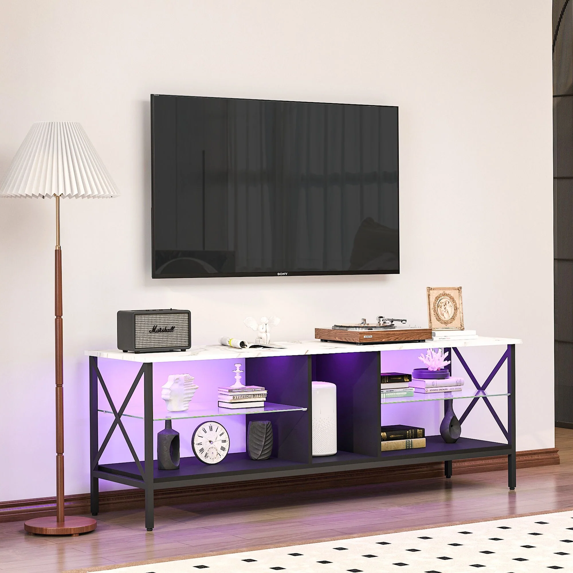 62 Modern TV Stand with LED for TVs Up to 65