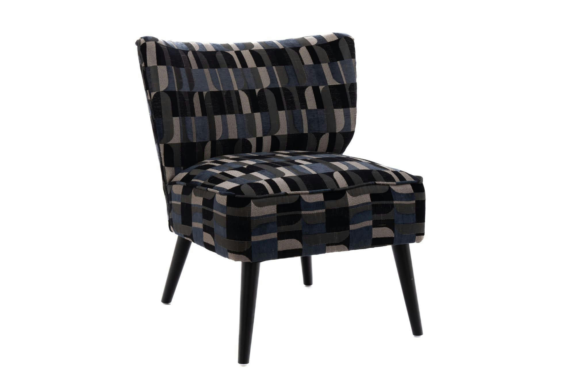 AXEL - Fauteuil crapaud en tissu multicolore motifs géométriques