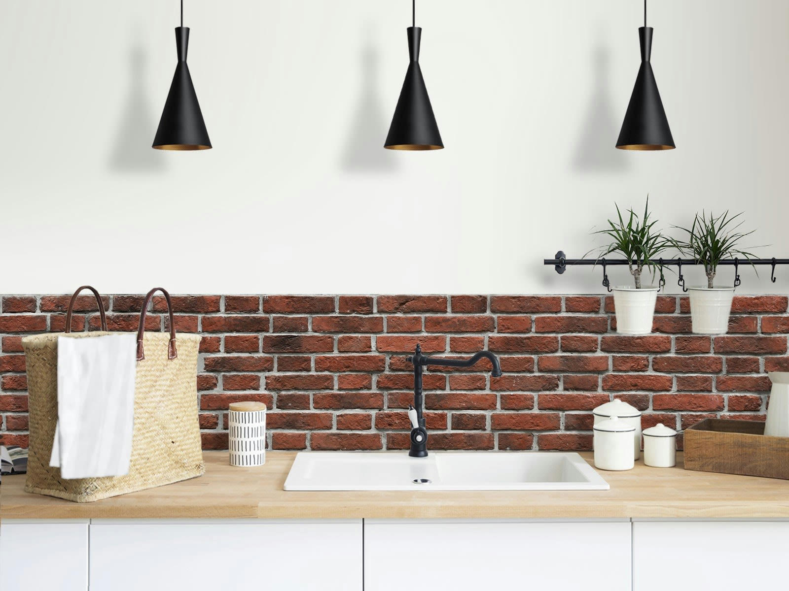 BRIQUE - Crédence adhésive rouge 400x40cm