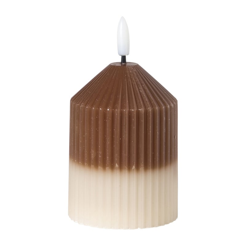 LED kaars duo - beige/lichtbruin - &Oslash;7x10 cm