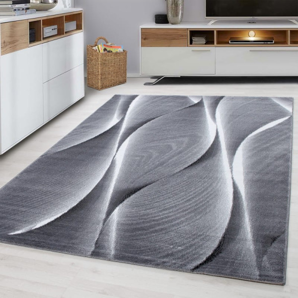 Dywan nowoczesny Parma wstęgi szaro-czarny 140 cm x 200 cm
