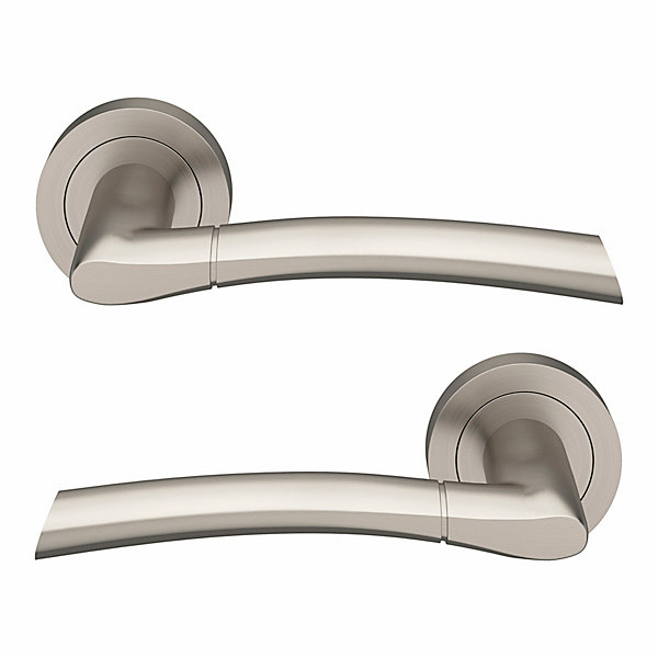Ensemble poignée sur rosace rond à visser GoodHome Hirel effet nickel satin gris Ø50mm