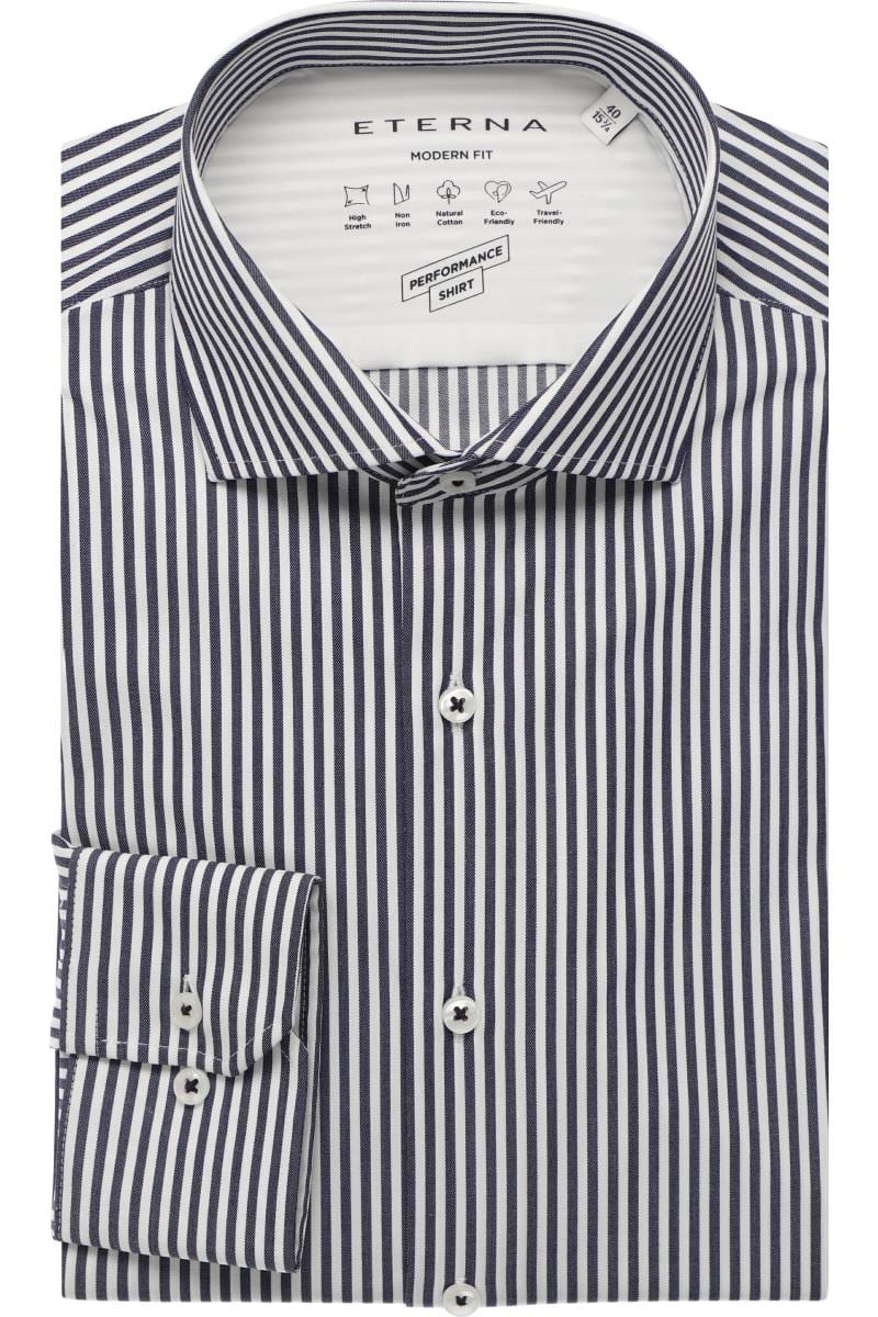 ETERNA Performance Modern Fit Hemd marine, Gestreift