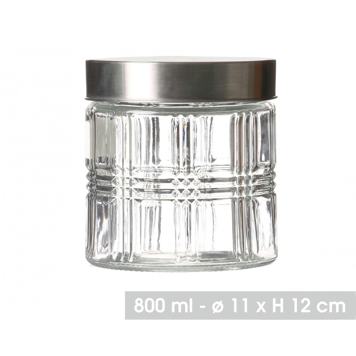 INOX - Bocal cuisine hermétique en verre avec couvercle inox 800ml