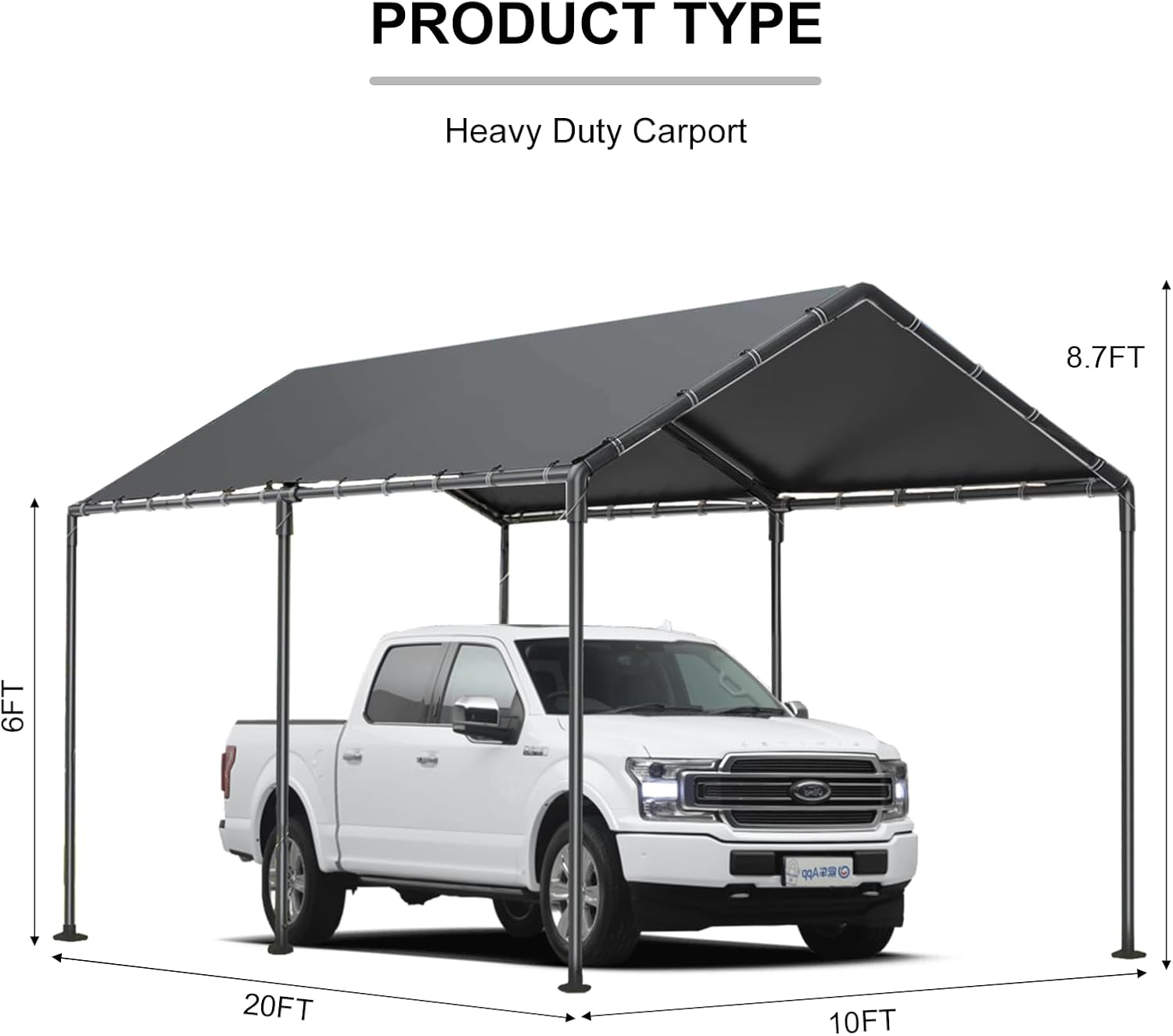 10x20 FT Heavy Duty Carport Car Tent Car Canopy Storage Shed,Portable Garage Party Tent,Portable Garage All-Season Tarp for Car,Truck,SUV,Party (Grey)