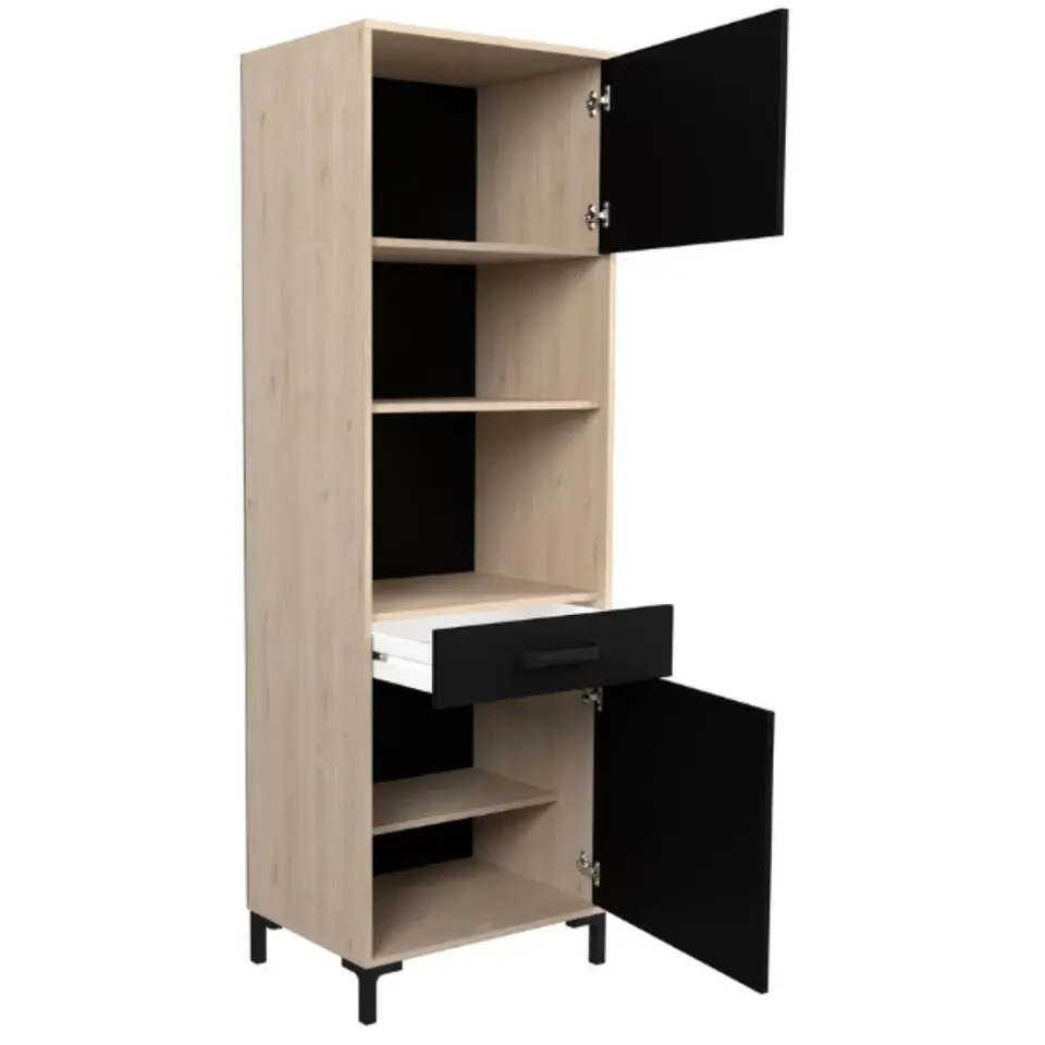 Buffetkast Felicity 60cm, 2 deuren - eikdecor/zwart
