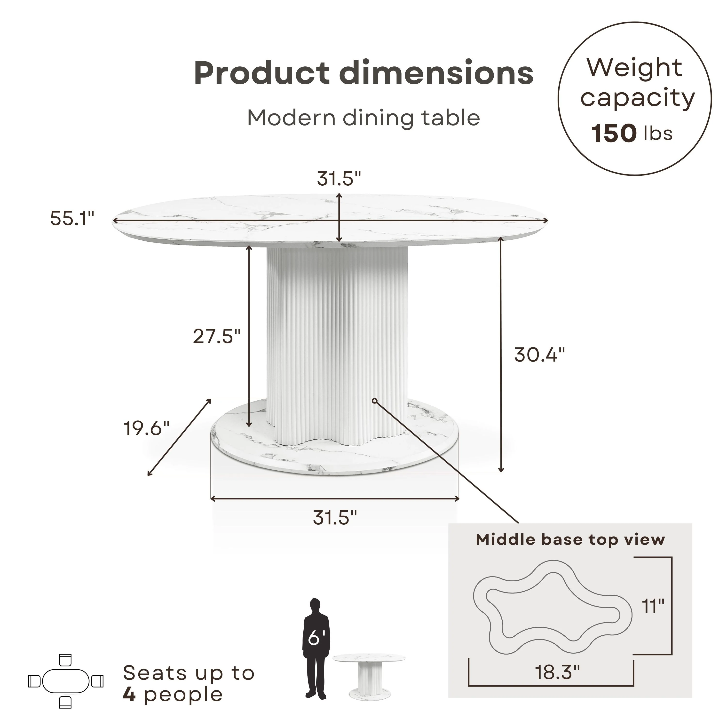 Furniture of America Astra Modern Wood Oval Dining Table with Fluted Base