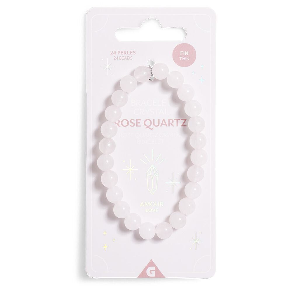 Bracelet crystal large 26 perles quartz rose - Amour