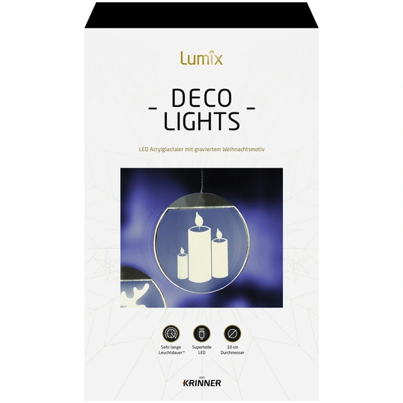 LED-Fensterbild »Lumix Deco Lights«, Kerzen, rund, ø: 10 cm, batterie, silberfarben