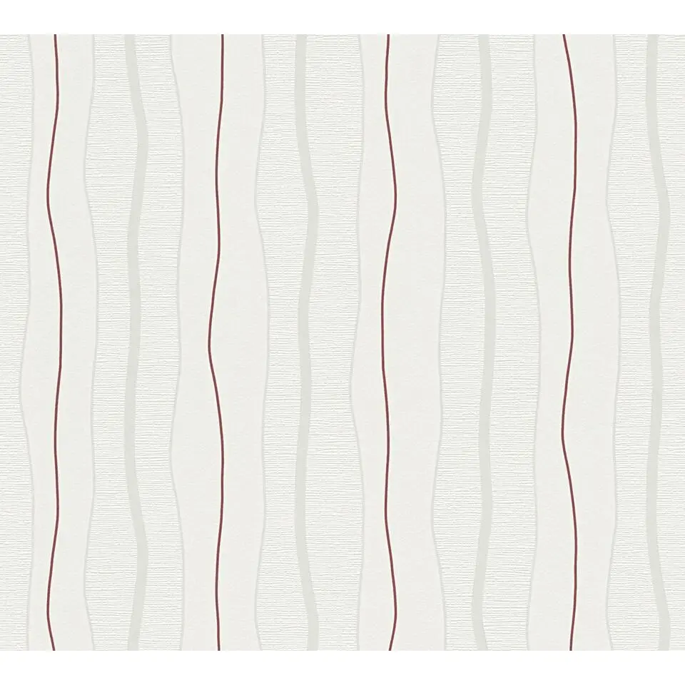A.S. Cr&eacute;ation behang strepen cr&egrave;me en rood - 53 cm x 10.05 m