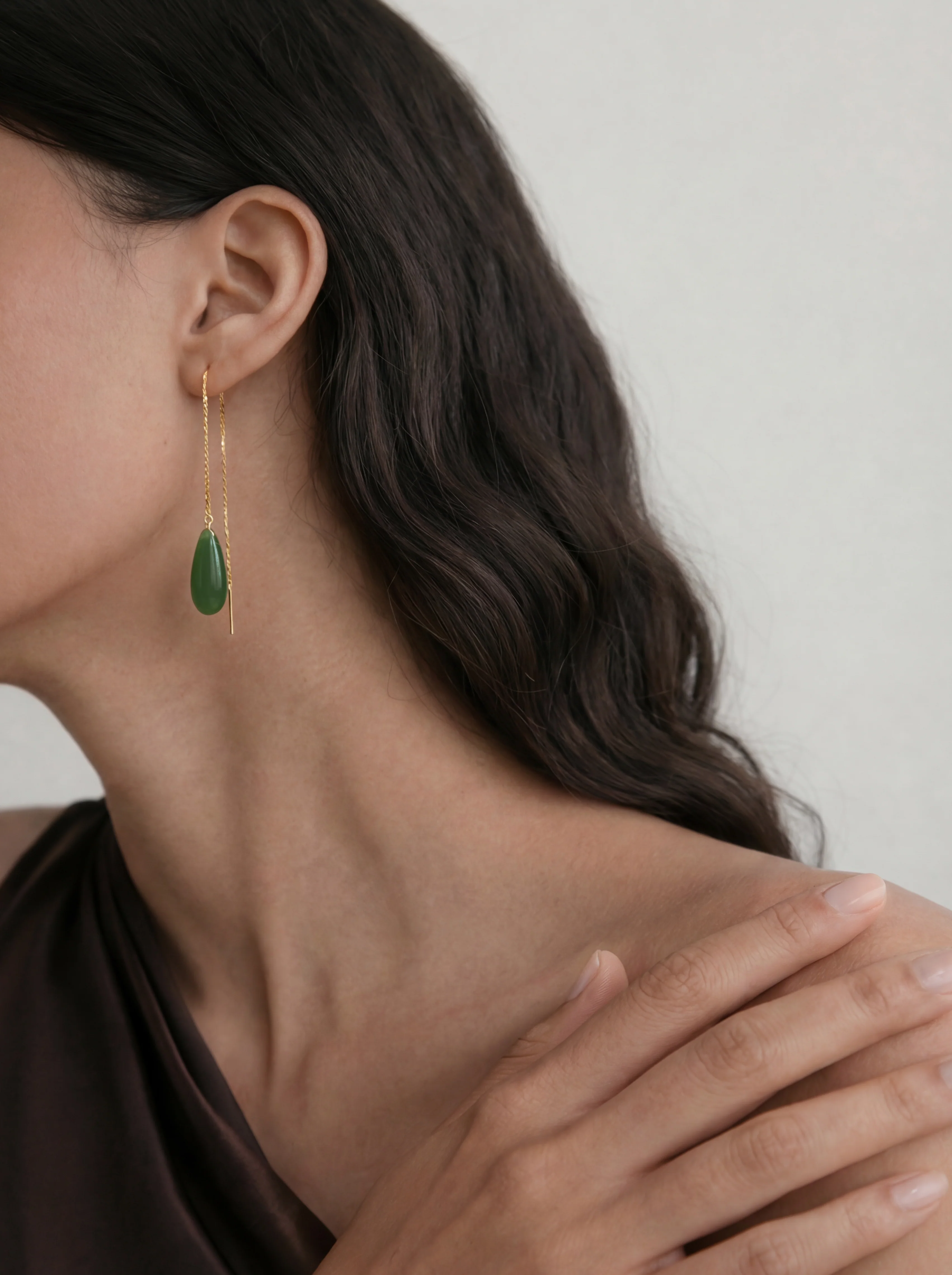 Waterdrop — Lab Jade Drop Earrings