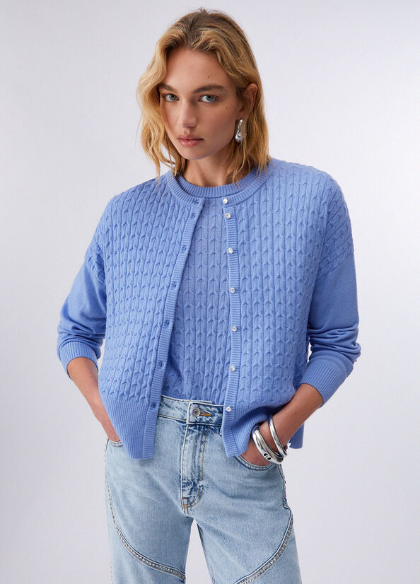 Cardigan in lana a trecce