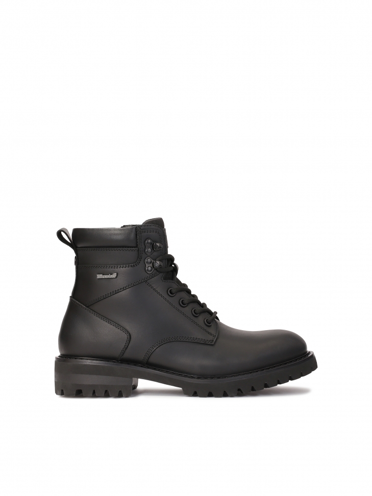 Black waterproof leather boots