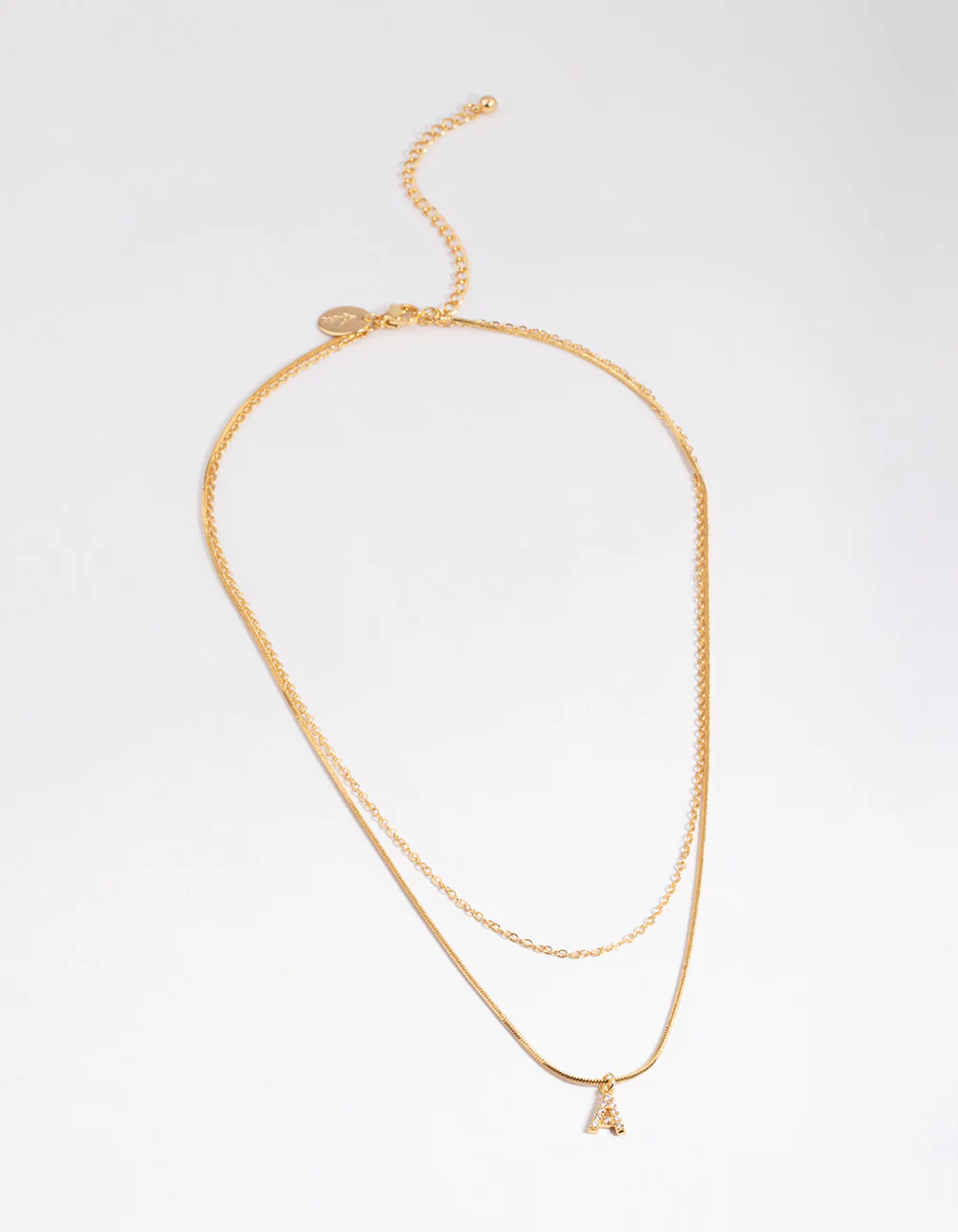 Gold Plated Diamante Letter A Layered  Necklace