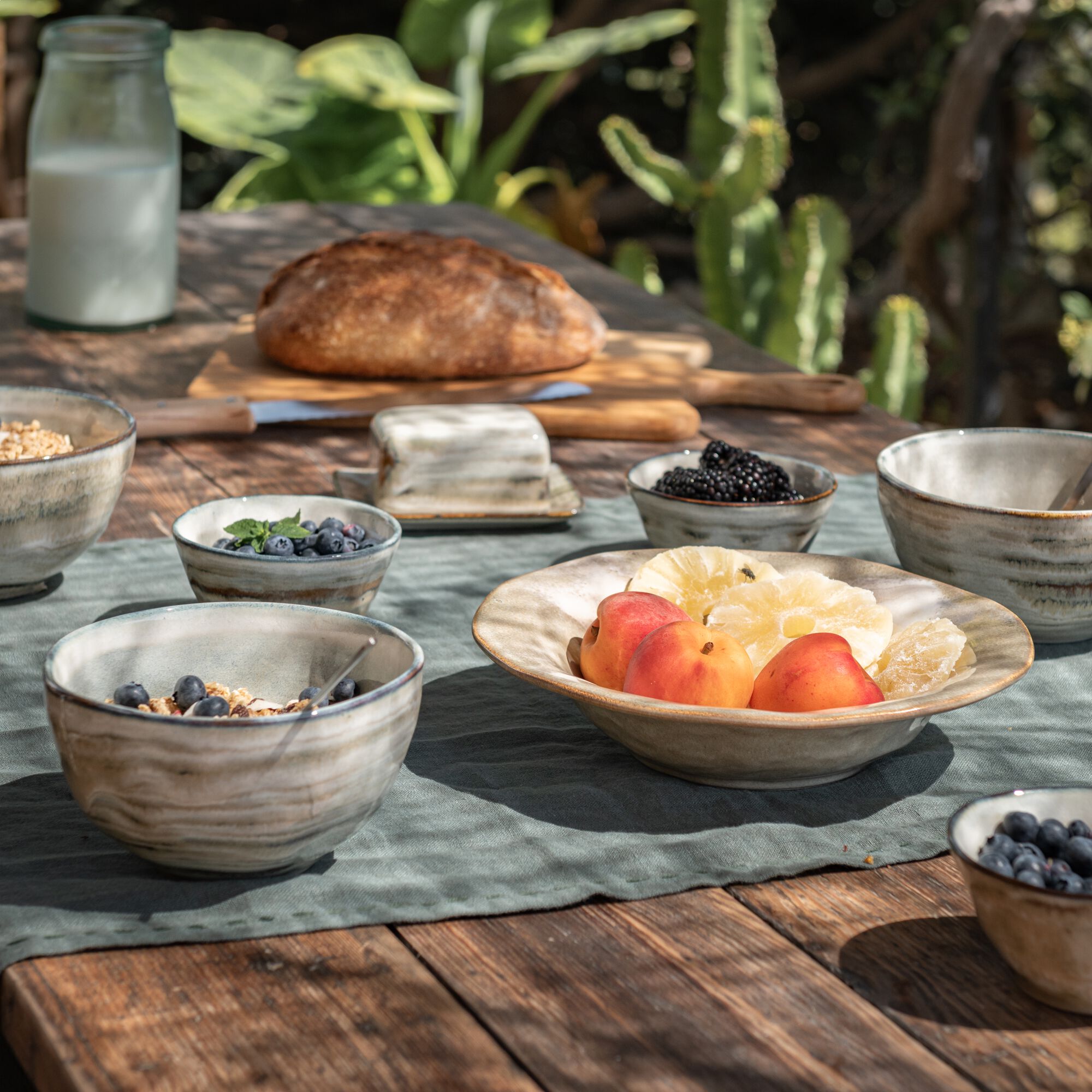 COLORIDO - Service petit-déjeuner en grès réactif - gris