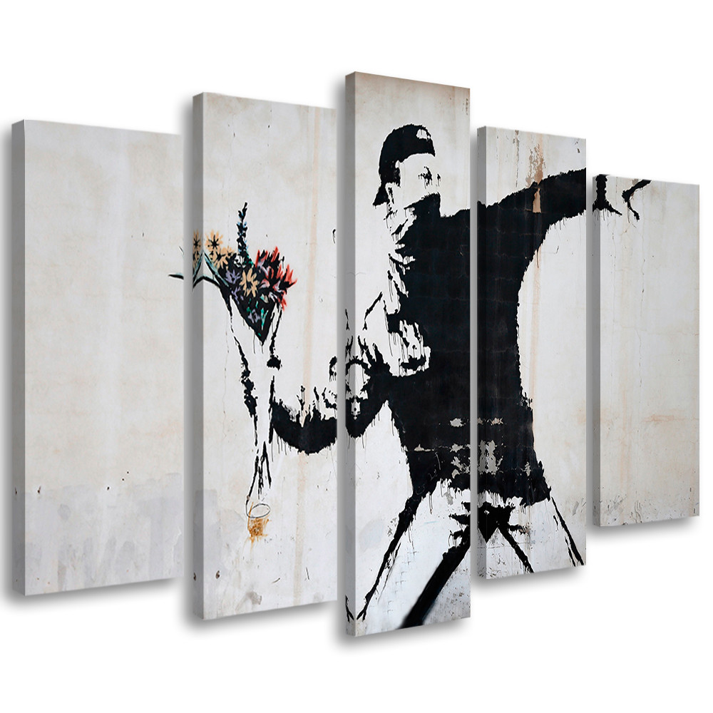 Feeby Obraz 5cz na płótnie Banksy Graffiti Art Kwiaty