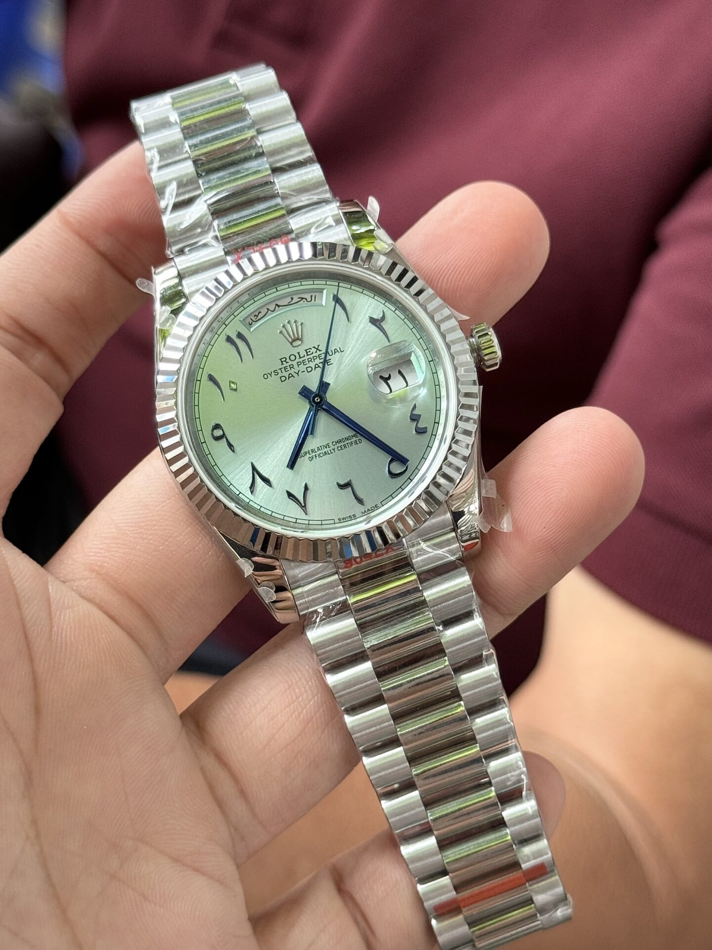 Rolex Day-Date 904L Steel Blue Arabic Dial 40mm Super Clone