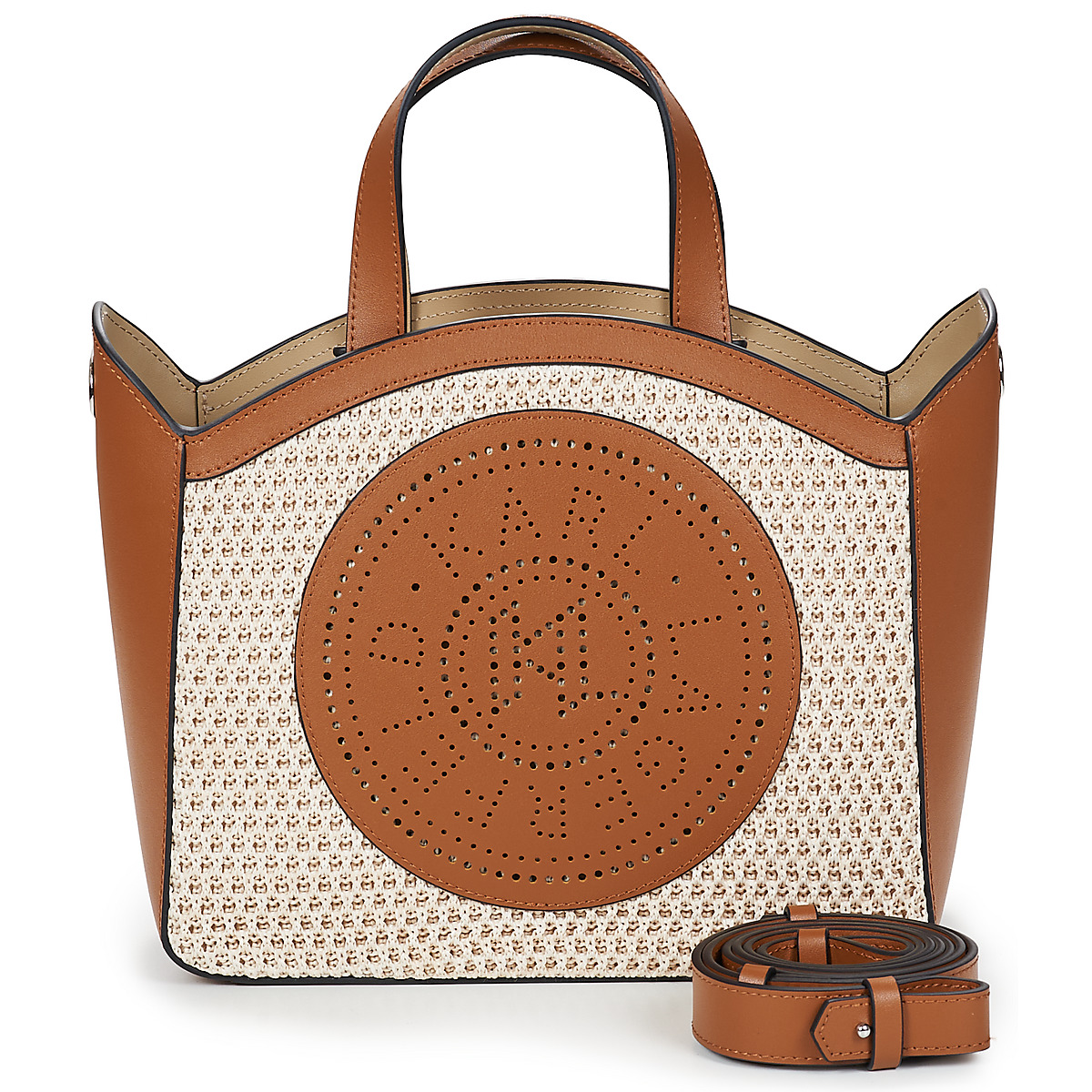 Karl Lagerfeld - K/CIRCLE SM TOTE RAFFIA MESH - Beige / Cognac