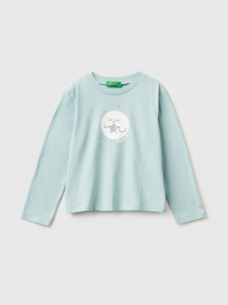 T-shirt with glittery print