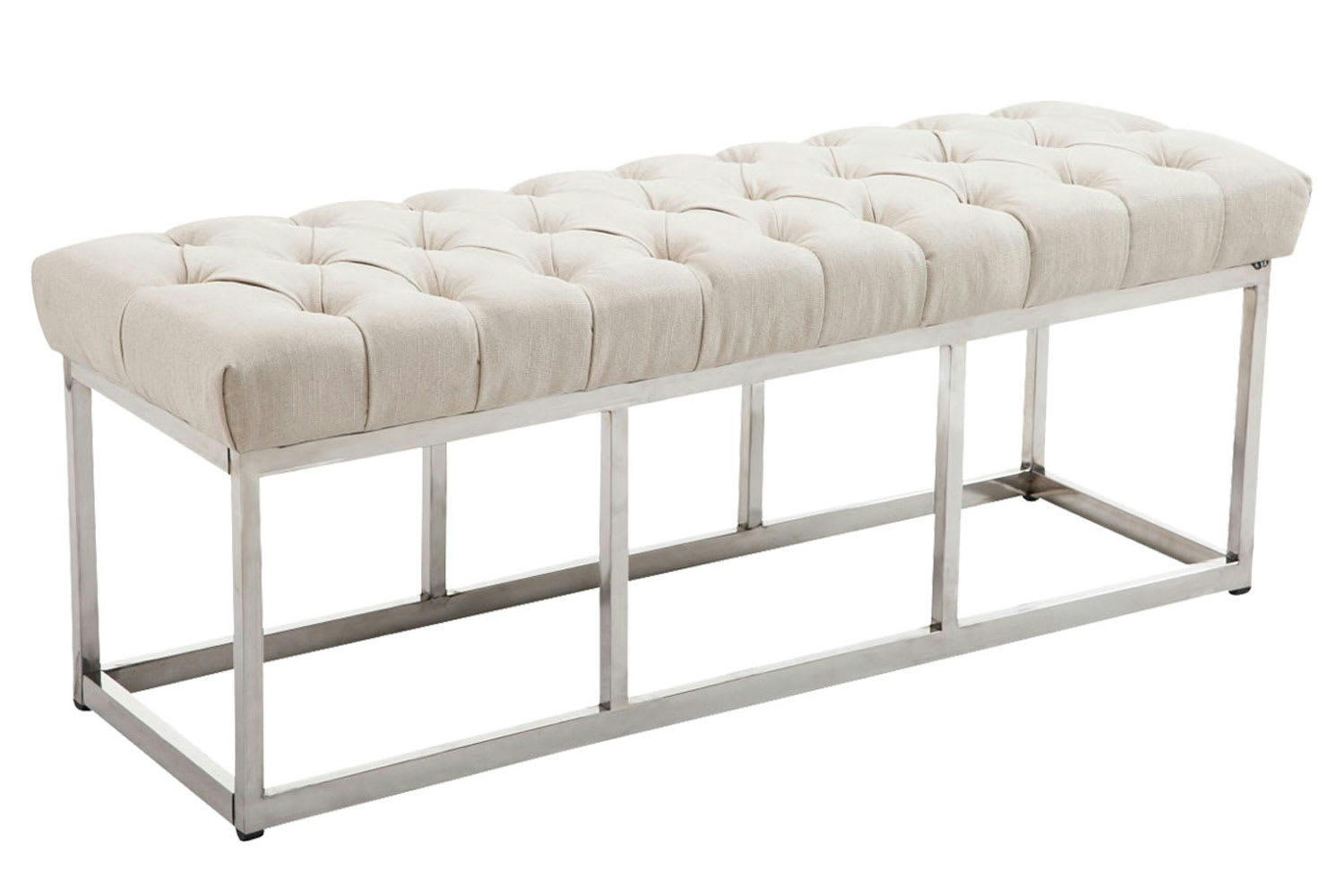 AMUN - Banquette avec pieds en métal assise en tissu Crème