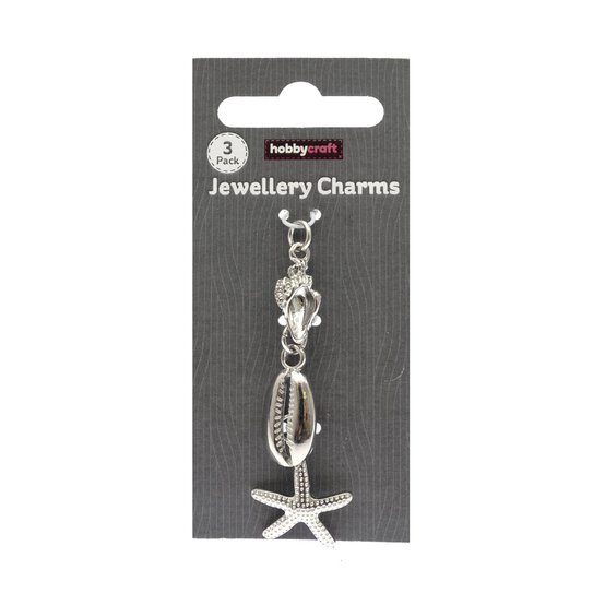 Silver Shell and Starfish Jewellery Charms 3 Pack