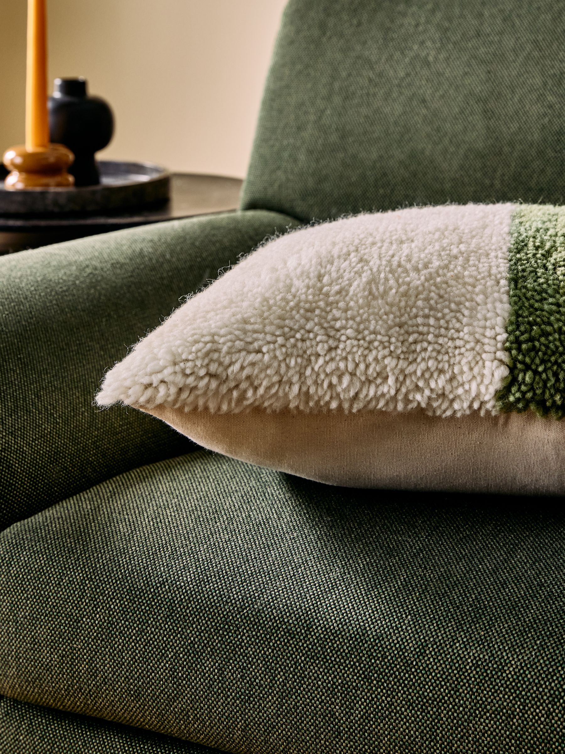 Lori Tufted Berber Cushion in Green