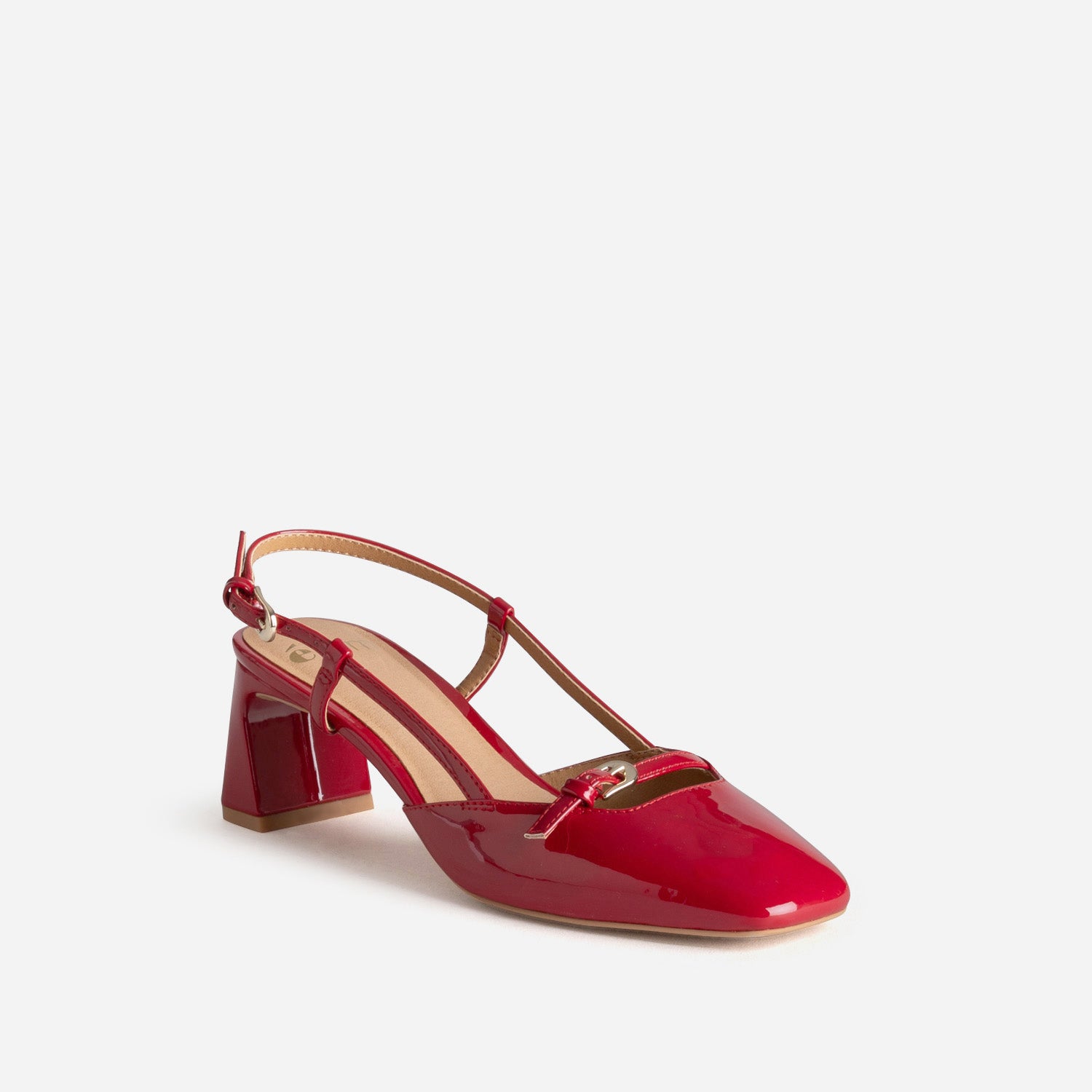 Escarpin slingback rouge verni