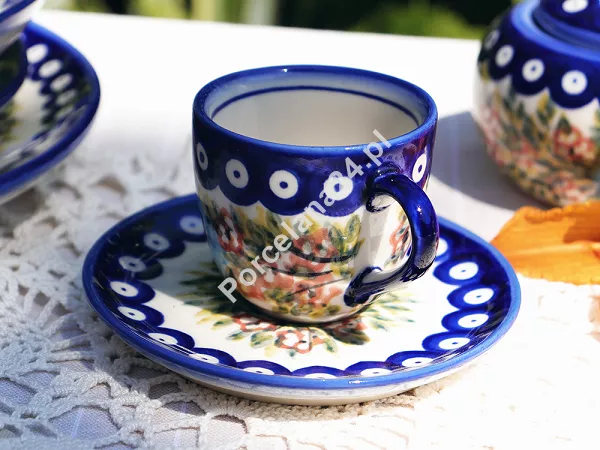 Filiżanka ze spodkiem do espresso 0,11 L / 12,5 cm Bolesławiec - Rajska Łąka