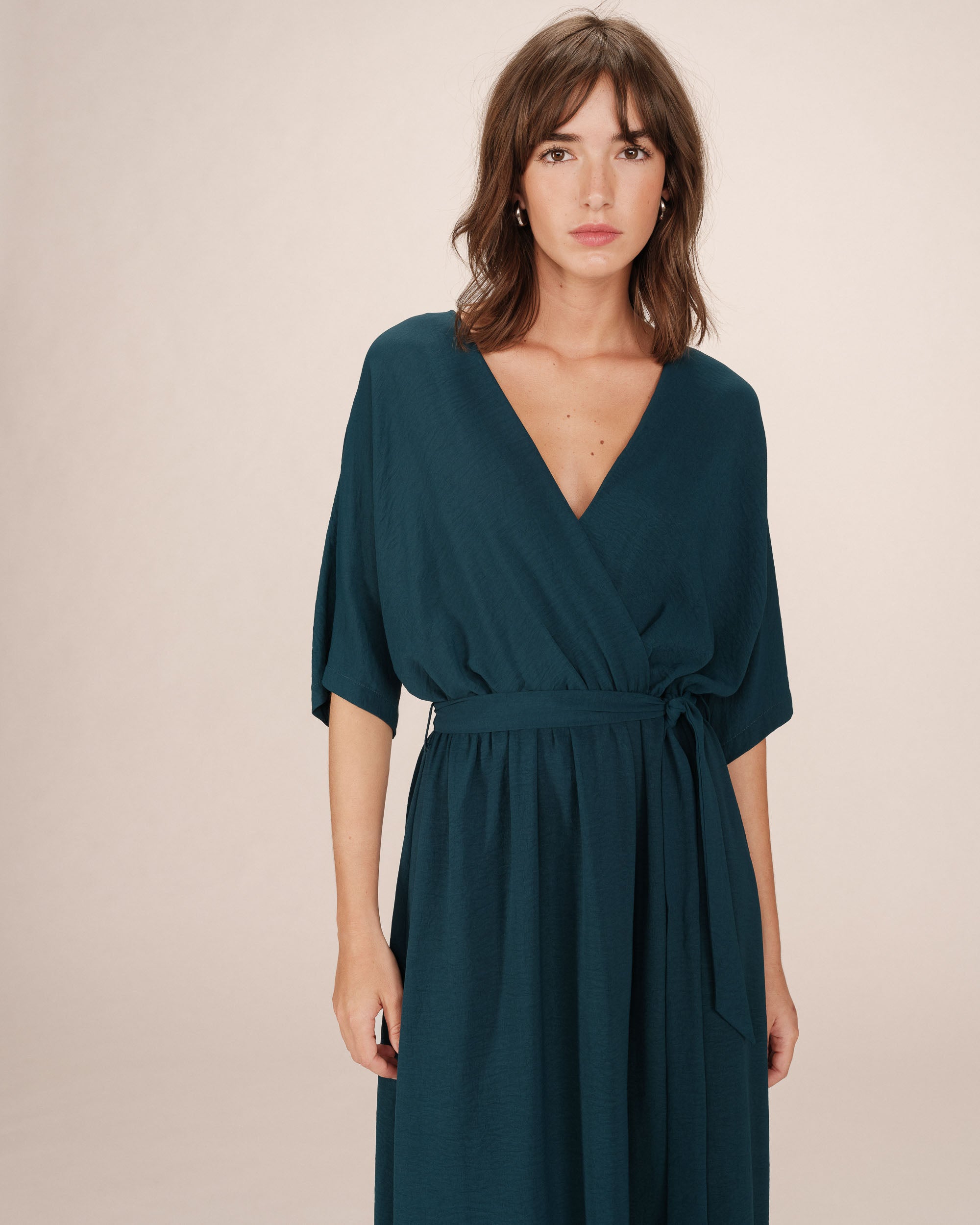 Robe longue portefeuille emeraude Maud
