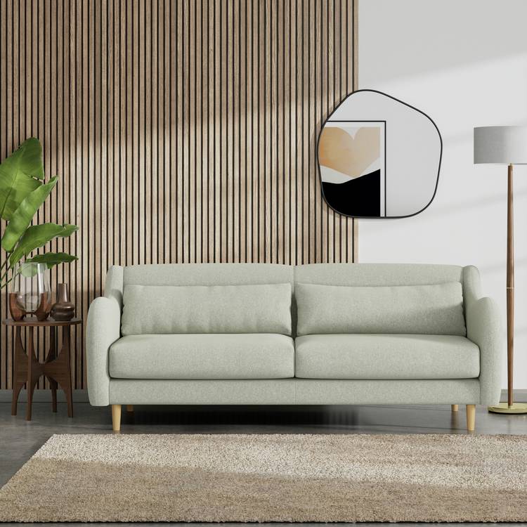 Habitat Turnmill Fabric 3 Seater Sofa - Sage Green - Ash Leg