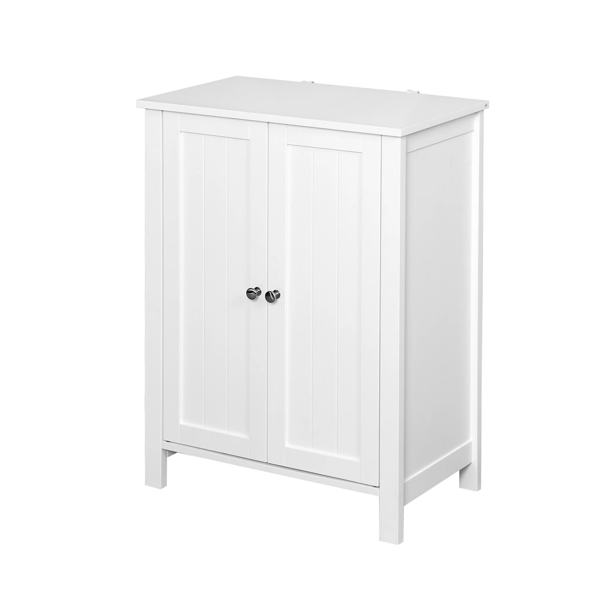 Bathroom Floor Storage Cabinet with Double Door Adjustable Shelf