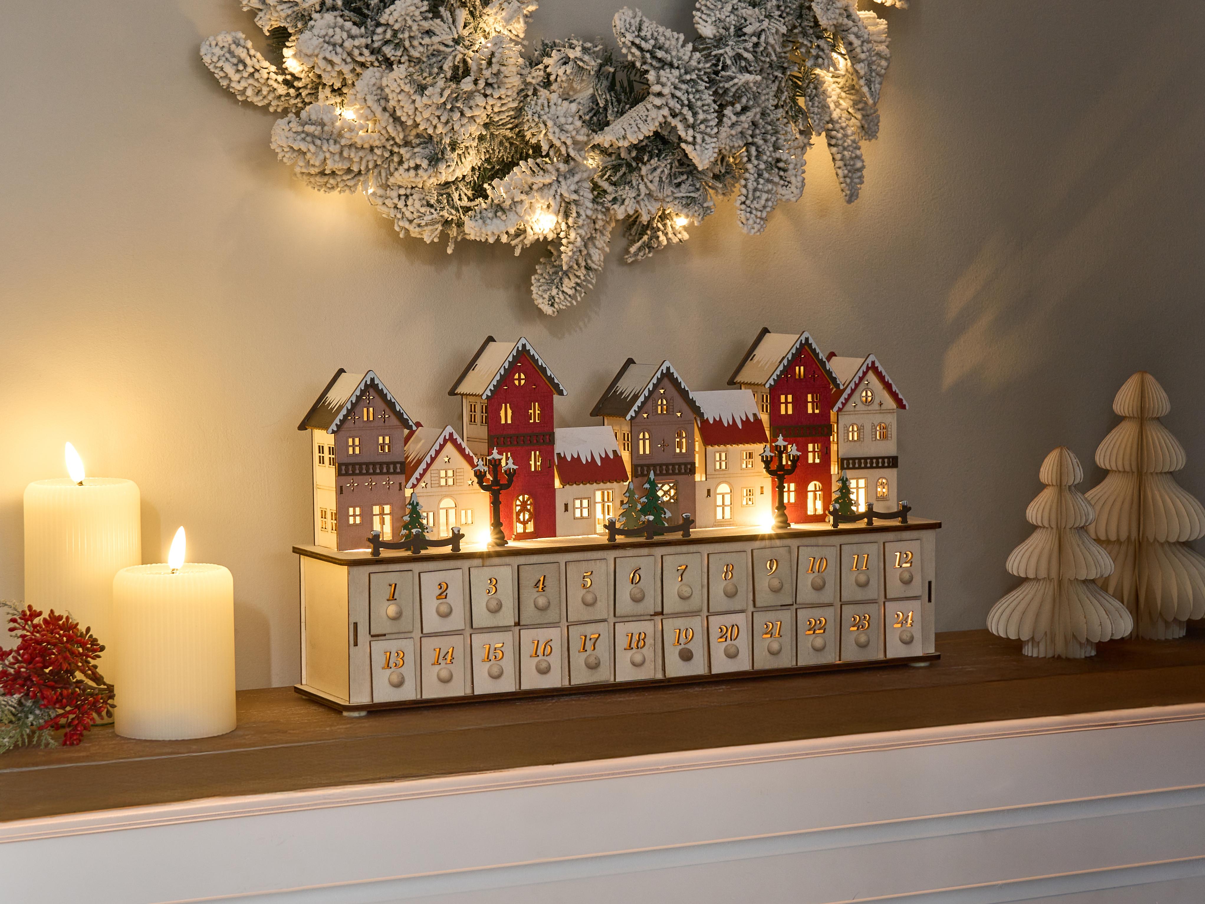 Christmas Decoration LED VISTERFLO Advent Calendar 24 cm Light Brown
