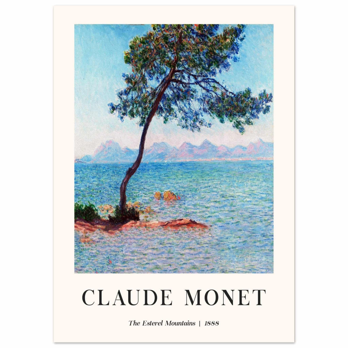 Artfulprints Poster Claude Monet - The Esterel Mountains  - 50x70 cm - Turquoise