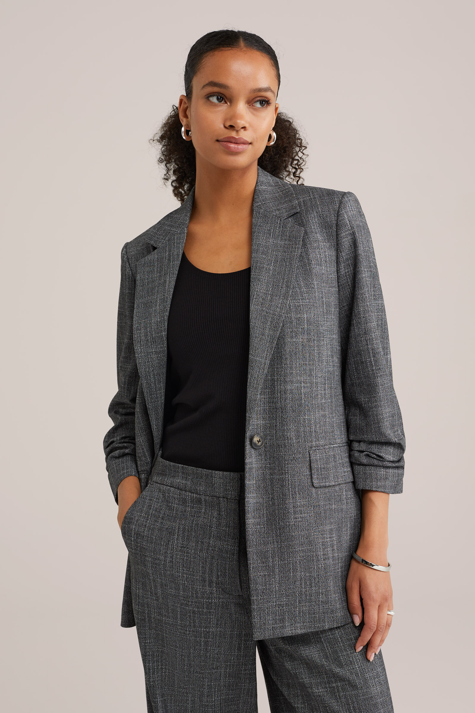 Dames Regular fit blazer met rimpeleffect